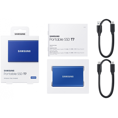 Disque dur SSD externe SAMSUNG T7 USB 3.2 500 Go Bleu (MU-PC500H/WW)
