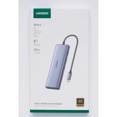 HUB USB-C Ugreen 10 en 1 (4K@30Hz HDMI, RJ45 Ethernet) (15601)