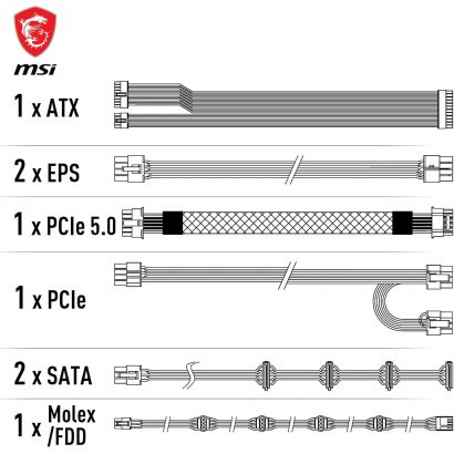 Alimentation MSI MAG A750GL PCIE5 750W 80 Plus Gold (306-7ZP8B11-CE0)