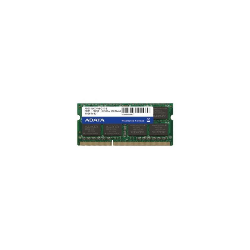 Barette RAM ADATA DDR3 SODIMM1600 512*88GB 11 PC3-12800 PC PORTABLE 8GB  AD3S1600W8G11-S